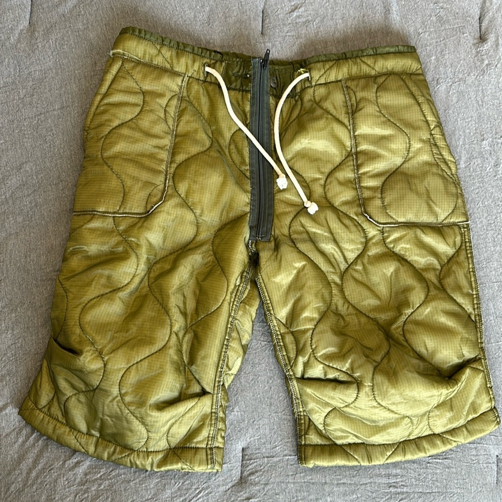 Mesh/bubble style shorts in green. 1-of-10 from a custom boutique in Brooklyn.